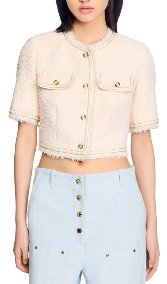Short Sleeve Tweed Jacket