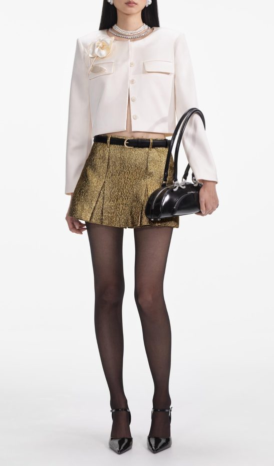 Cream 3D Flower Satin Jacket