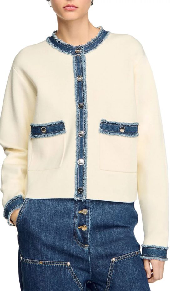 Cardigan With Denim Detail
