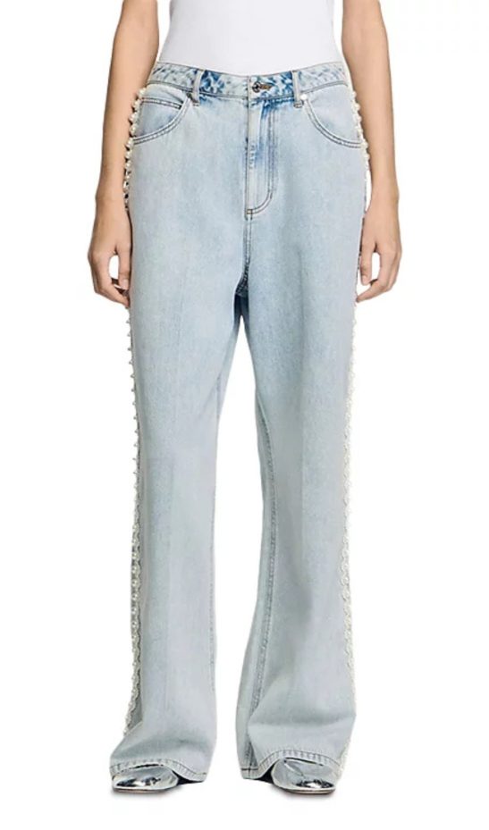 Beaded Jeans in Light Blue Jean