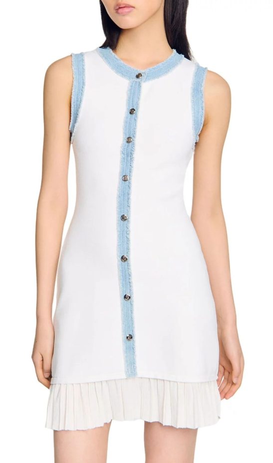 Short Knit Dress with Ruffles