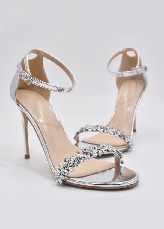 Silver High Heel Sandals Stiletto Wedding Shoes
