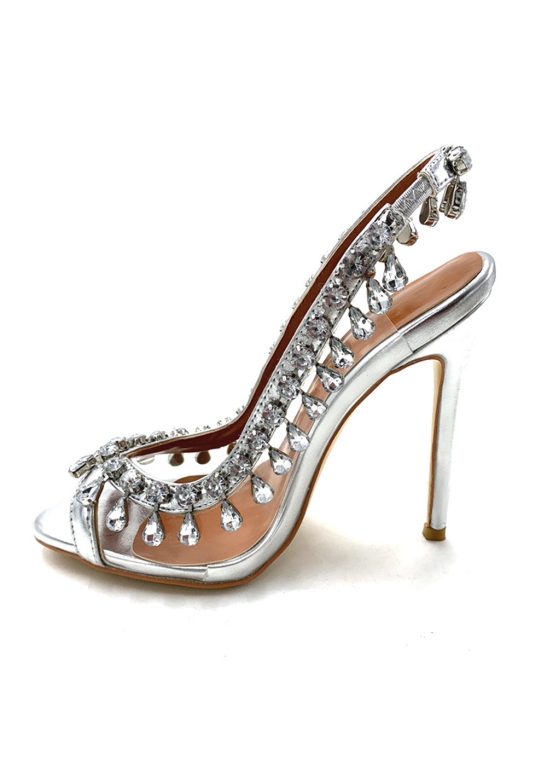 Rhinestone Peep Toe Slingback High Heel